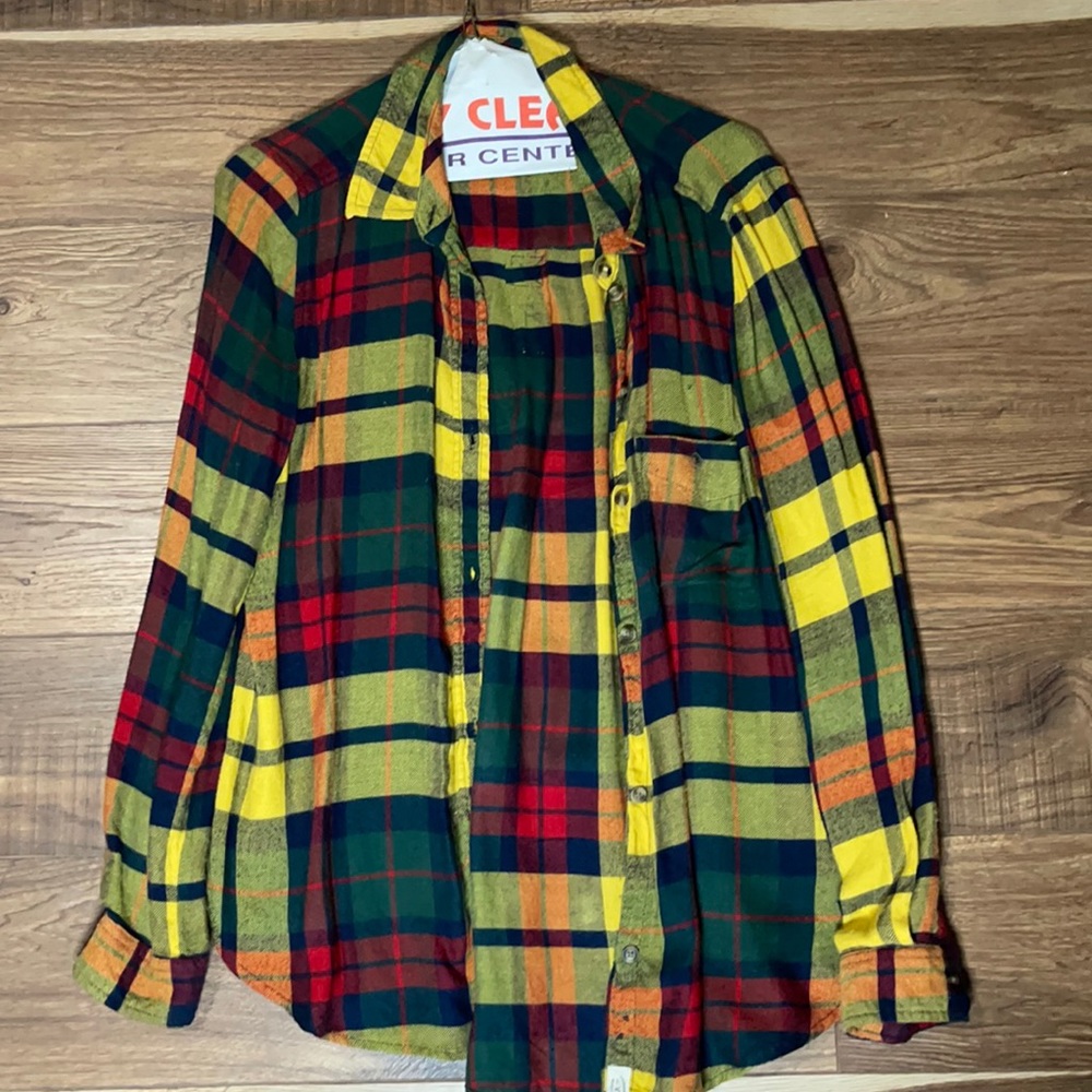 Yellow plaid button down